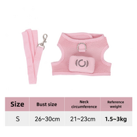 Size S Pink Pet Cooling Harness  LED Lights &amp; Leash - Summer Relief for Small Dogs and Cats