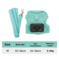 Size M Green Pet Cooling Harness  LED Lights &amp; Leash - Summer Relief for Small Dogs and Cats