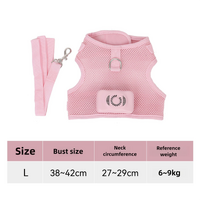 Size L Pink Pet Cooling Harness  LED Lights &amp; Leash - Summer Relief for Small Dogs and Cats