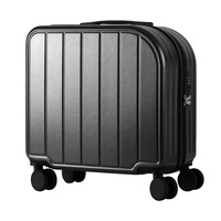 Black 18-Inch Lightweight Carry-On Luggage - Waterproof &amp; Anti-Theft Suitcase with Silent Universal Wheels