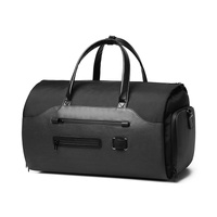 Men&#39;s Black Waterproof Multi-Functional Travel Duffel Bag - Foldable Short Trip Gym Bag with Shoe Compartment