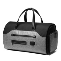 Men&#39;s Gray Waterproof Multi-Functional Travel Duffel Bag - Foldable Short Trip Gym Bag with Shoe Compartment