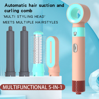 Pink 5-in-1 Multifunctional Hair Styler - Automatic Hair Curling &amp; Straightening Hot Air Brush