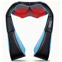 Portable Kneading Neck and Shoulder Massager with Heat - Four-Button Design, Blue