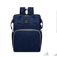 Multifunctional Diaper Backpack with Mosquito Net and Insulated Pockets - Blue