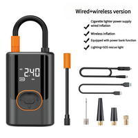 Wireless &amp; Wired Portable Air Pump with Power Bank and SOS Light - 100W Tire Inflator