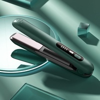 Green Wireless Rechargeable Hair Straightener with 5000mAh Battery - Portable Design &amp; Adjustable Temperature