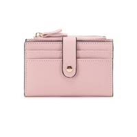 3 PCS Pink Women&#39;s Small Zipper Snap Card Wallet, Ladies PU Leather Credit Card Holder with Coin Pocke
