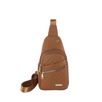 Brown Women&#39;s Quilted Sling Bag - Stylish Crossbody Shoulder Backpack