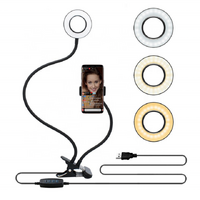 Flexible LED Ring Light with Phone Holder - Adjustable Brightness &amp; Clip Base