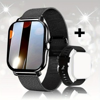 Steel Bracelet With Silicone Strap Black Smart Fitness Watch with Large Display - 24 Sport Modes, Heart Rate Monitor &amp; More