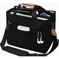 Black Multi-Functional Canvas Tote Bag with Adjustable Strap - Spacious and Durable