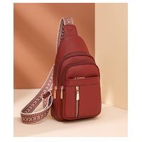 Red Stylish PU Leather Crossbody Sling Bag - Compact and Multi-Functional