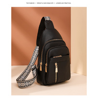 Black Stylish PU Leather Crossbody Sling Bag - Compact and Multi-Functional
