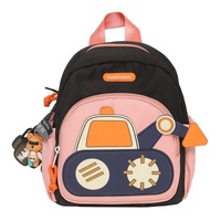 Black Kids&#39; Cartoon Backpack - Adorable Excavator Design with Spacious Compartments