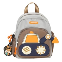 Grey-brown Kids&#39; Cartoon Backpack - Adorable Excavator Design with Spacious Compartments