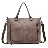 Flesh Pink Women&#39;s Classic PU Leather Tote Bag with Double Handles - Multi-Pocket Shoulder Bag in Black