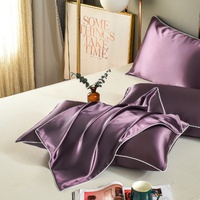 Purple Luxury Double-Sided Satin Silk Pillowcase - Summer Cooling Polyester Pillow Cover Set(Without Pillow Core)