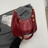 Red Vintage PU Leather Shoulder Bag - Women&#39;s Simple and Stylish Tote Bag for Commuting and Casual Use