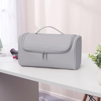 Grey Portable PU Storage Bag for Hair Curlers, Hair Dryers, and Styling Tools(Hair dryers, etc. are shooting props and are not included in the product