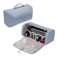 Blue Portable PU Storage Bag for Hair Curlers, Hair Dryers, and Styling Tools(Hair dryers, etc. are shooting props and are not included in the product