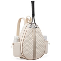 Off White Lightweight Waterproof Tennis Racket Backpack - Multifunction Sling and Backpack for Men and Women(The water cup racket is a shooting prop a