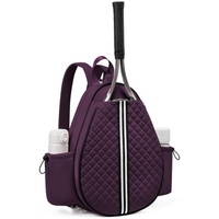 Purple Lightweight Waterproof Tennis Racket Backpack - Multifunction Sling and Backpack for Men and Women(The water cup racket is a shooting prop and 