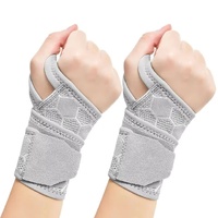 2 Pairs Grey Breathable Sports Wrist Support Wrap - Fitness Gym Wristband for Badminton &amp; Injury Prevention