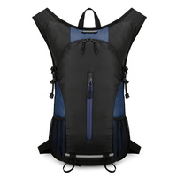 Black and Dark Blue Patchwork Style Lightweight Outdoor Cycling Backpack - Durable and Water-Resistant Oxford Fabric, Large Capacity Sports Hiking Bag