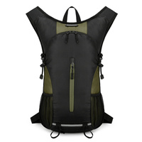 Black and Dark Green Patchwork Style Lightweight Outdoor Cycling Backpack - Durable and Water-Resistant Oxford Fabric, Large Capacity Sports Hiking Ba