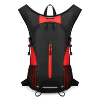 Black and Red Patchwork Style Lightweight Outdoor Cycling Backpack - Durable and Water-Resistant Oxford Fabric, Large Capacity Sports Hiking Bag, Unis