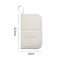 White Portable Shell Makeup Brush Storage Bag - Multi-Functional PU Cosmetic Organizer with Button Closure, Convertible to Stand Design(Make-up brushe