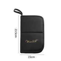 Black Portable Shell Makeup Brush Storage Bag - Multi-Functional PU Cosmetic Organizer with Button Closure, Convertible to Stand Design(Make-up brushe