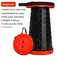 Black and Red Splicing Color Portable Outdoor Telescopic Folding Stool with 100 Weight-Bearing Buckles, Lightweight and Compact Design, Perfect for Fi