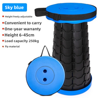 Black and Blue Splicing Color Portable Outdoor Telescopic Folding Stool with 100 Weight-Bearing Buckles, Lightweight and Compact Design, Perfect for F