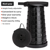 Black Portable Outdoor Telescopic Folding Stool with 100 Weight-Bearing Buckles, Lightweight and Compact Design, Perfect for Fishing, Camping, and Tra