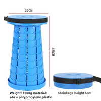 Blue Portable Outdoor Telescopic Folding Stool with 100 Weight-Bearing Buckles, Lightweight and Compact Design, Perfect for Fishing, Camping, and Trav