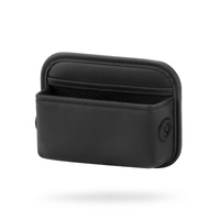 Black PU Leather Car Storage Organizer with Dual Charging Holes and Inner Mesh Pocket, Multi-functional Door Handle Hanging Bag for Phones and Accesso