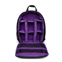 Purple Lining Water-Resistant DSLR Camera Backpack with Tripod Holder, Lightweight and Spacious Photography Bag for Outdoor Use(Camera and accessories