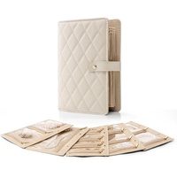 1 Piece Off White Luxury Leather Loose-Leaf Jewelry Organizer - Portable Large-Capacity Storage Book for Earrings and Necklaces(Jewellery is a shootin
