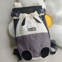 Size M Beige-Brown Patchwork Pet Backpack Dog Carrier Cat Travel Bag - Breathable, Portable &amp; Hands-Free Four-Leg Design