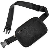 Black Adjustable Waterproof PU Leather Waist Bag – Stylish Crossbody Belt Bag for Men &amp; Women