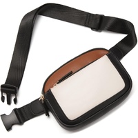 White And Black Color Matching Adjustable Waterproof PU Leather Waist Bag - Stylish Crossbody Belt Bag for Men &amp; Women