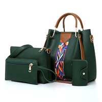 Dark Green Elegant 4-Piece Women&#39;s Handbag Set - Stylish PU Leather Tote, Shoulder Bag, Clutch, and Wallet for Every Occasion