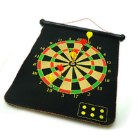17&quot; Magnetic Rollup Dart Board 6 Darts Large Double Side Dartboard Game