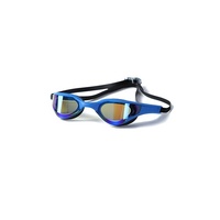 Adult blue mirrored lens swimming goggles