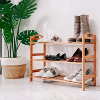 Bamboo 3 Tiers Layers  Storage Shoe Rack &amp; Organiser