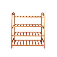 Bamboo Storage Shoe Rack &amp; Organiser 4 Tiers Layers