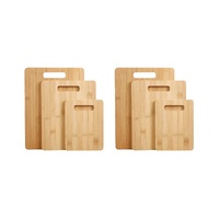6pcs Bamboo Wood Chopping Board 3-Set Cheese Cutting &amp; Serving Light Wood Tone