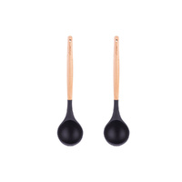 2pcs Beechwood &amp; silicone ladle charcoal